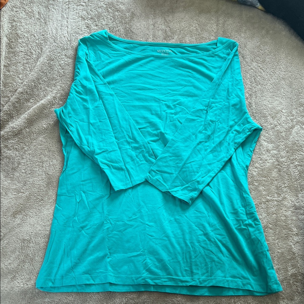 Merona Women's Size XXL Turquoise Boat Neck Top